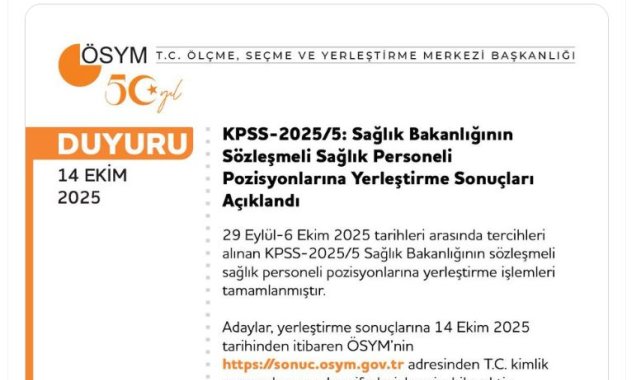 Sözleşmeli sağlık personeli yerleştirme sonuçları açıklandı