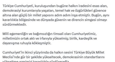 TBMM Başkanı Kurtulmuş'tan 'Cumhuriyet Bayramı' mesajı