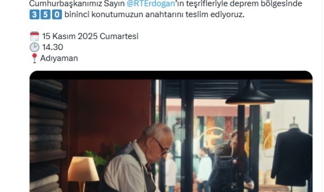 350 bininci afet konutu, Cumhurbaşkanı Erdoğan'ın katılımıyla teslim edilecek