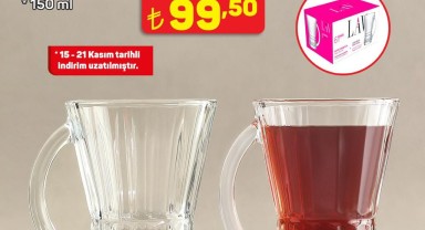 A101'de 10 TL Üzeri Alışverişlere Özel Çay Bardağı Seti İndirimi