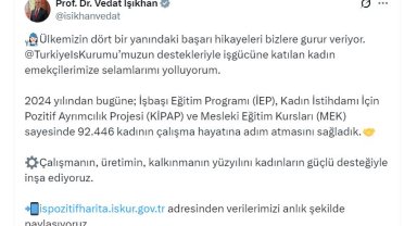 Bakan Işıkhan: 2024 yılından bugüne kadar 92 bin 446 kadın iş hayatına kazandırıldı