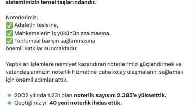 Bakan Tunç: Nöbetçi noterlik uygulamasıyla 3 milyon 960 bin 246 işlem gerçekleştirildi