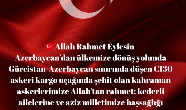 Başyayla Kaymakamlığı'ndan Kahraman Şehitler İçin Başsağlığı Mesajı