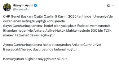 Cumhurbaşkanı Erdoğan'dan Özgür Özel'e tazminat davası