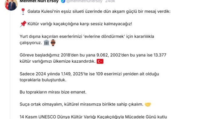 Galata Kulesi'nde kültür varlığı kaçakçılığına karşı farkındalık mesajı