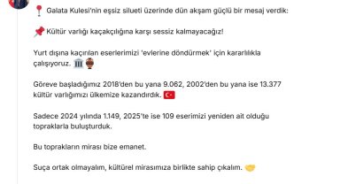 Galata Kulesi'nde kültür varlığı kaçakçılığına karşı farkındalık mesajı