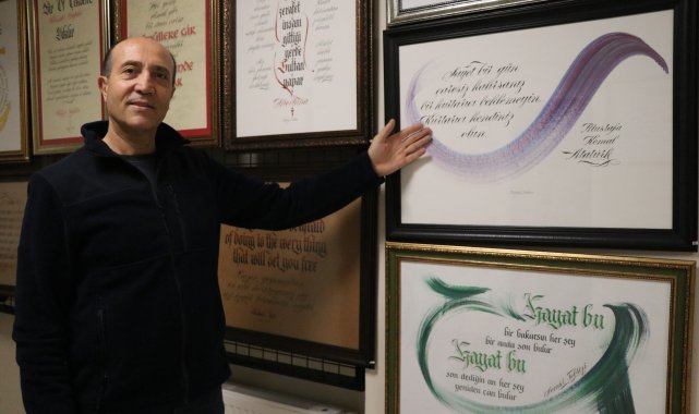 Karaciğer nakli olan Kayserisporlu eski futbolcunun kaligrafi sergisi