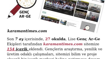 Karaman'da 7 Ayda 27 Okuldan 154 Ar-Ge İçeriği Yayınlandı