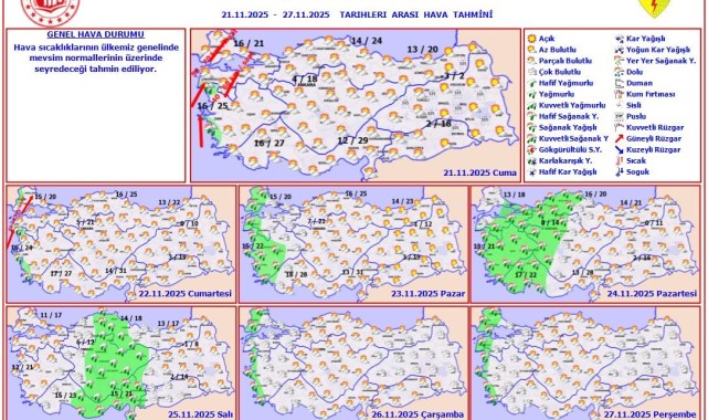 Meteoroloji'den Haftalık Hava Tahmini: Sıcaklıklar Mevsim Normallerinin Üzerinde Seyredecek