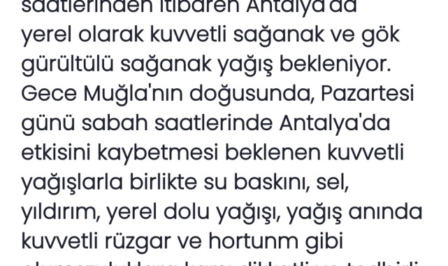 Muğla ve Antalya İçin Kuvvetli Yağış Uyarısı: Sel ve Su Baskınlarına Dikkat