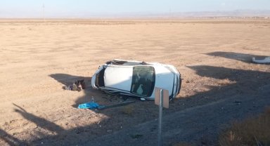 Yoldan çıkan otomobil takla attı; 6 yaralı