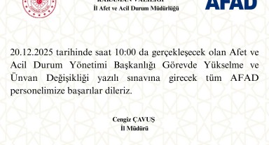 AFAD Karaman Personeline Görevde Yükselme Sınavında Başarı Dilekleri