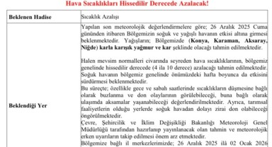 Karaman'da Hava Sıcaklıkları Hissedilir Derecede Düşecek