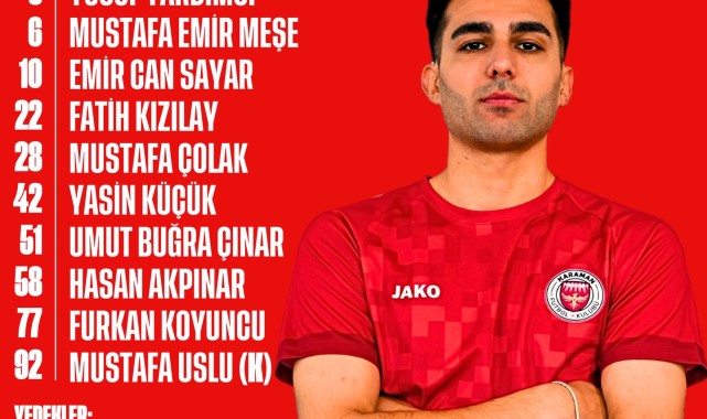 Karaman Futbol Kulübü Erbaaspor Maçının İlk 11'ini Duyurdu