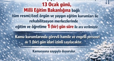 Karaman'da Yoğun Kar ve Buzlanma Nedeniyle Eğitime Bir Gün Ara Verildi