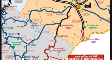 Ermenek-Bucakkışla Yolu Yoğun Tipi Nedeniyle Ulaşıma Kapandı