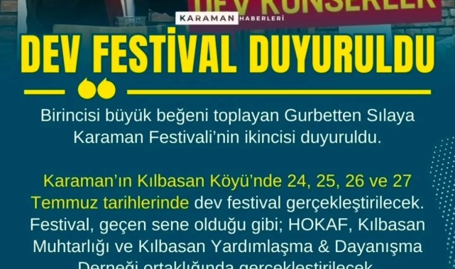 Karaman Kılbasan'da 2. Gurbetten Sılaya Festivali Tarihleri Belli Oldu