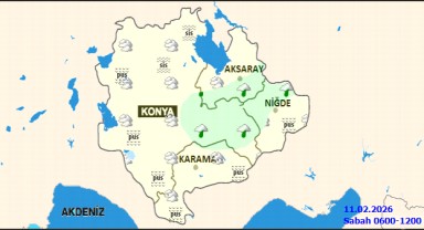 Karaman'da 11 Şubat Çarşamba Günü Yağmurlu Hava Bekleniyor