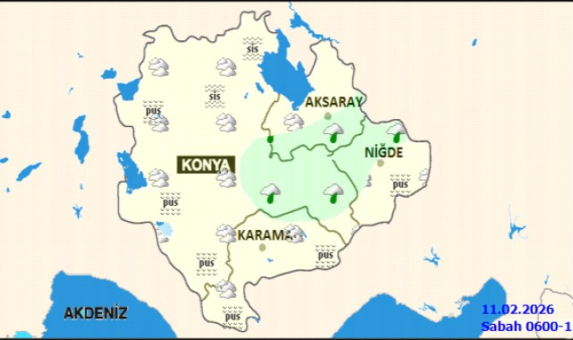 Karaman'da 11 Şubat Çarşamba Günü Yağmurlu Hava Bekleniyor
