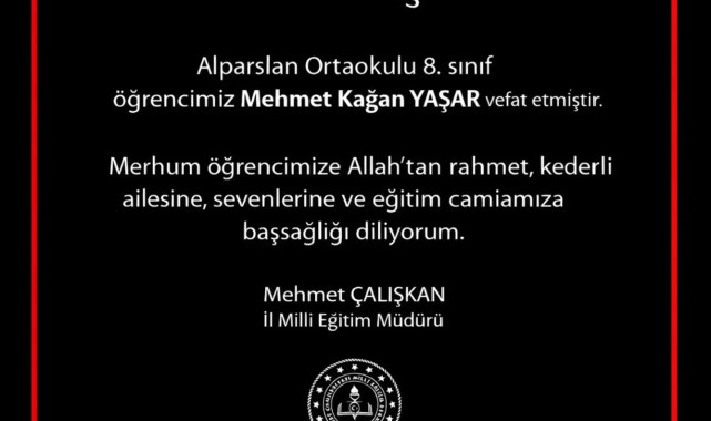 Karaman'da Elim Kaza: Alparslan Ortaokulu Öğrencisi Mehmet Kağan Yaşar Hayatını Kaybetti
