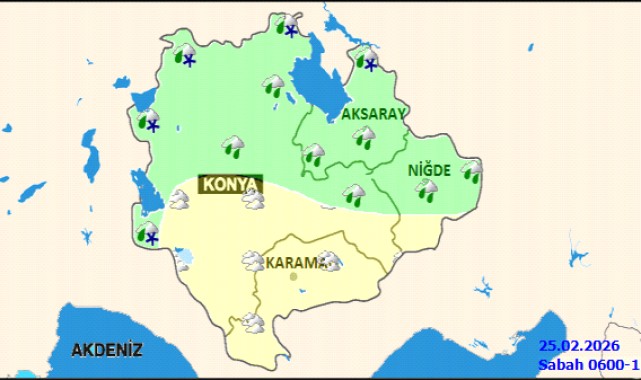 Karaman'da Hava Durumu: 25 Şubat Çarşamba Karla Karışık Yağmur Bekleniyor