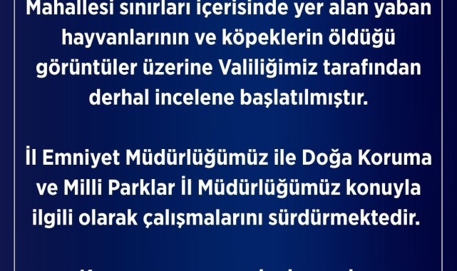 Karaman'da Yaban Hayvanları ve Köpeklerin Ölümüyle İlgili Valilik İnceleme Başlattı
