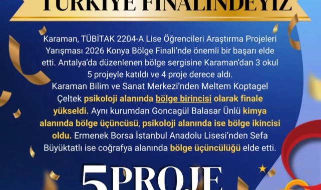 Karaman'dan TÜBİTAK 2204-A Projeleri'nde Büyük Başarı