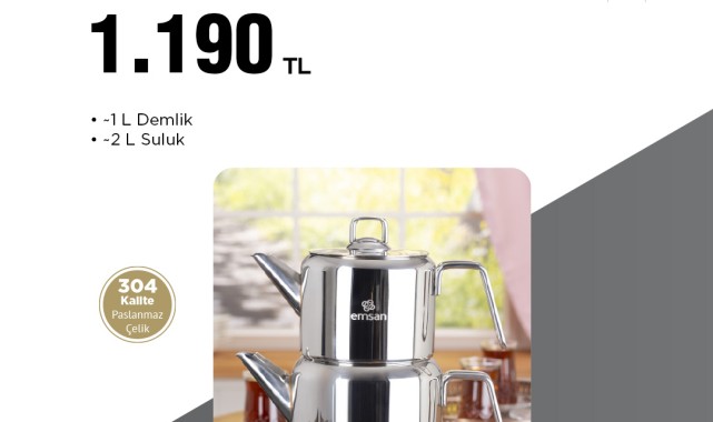 BİM'de 27 Mart'tan İtibaren Emsan Çaydanlık Kampanyası Başlıyor