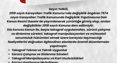 Karayolları Trafik Kanunu'nda Yeni Düzenlemeler: Takograf ve Sürücü Süreleri Güncellendi