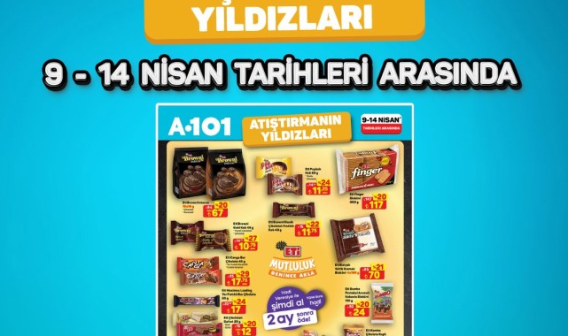 A101'de Atıştırmalık Fırsatları: 9-14 Nisan Haftası Özel İndirimleri