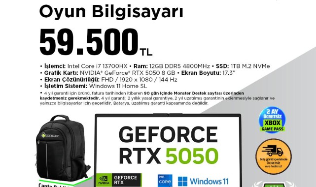 BİM'de Monster Abra A7 V16.2.11 Oyun Bilgisayarı Kampanyası Başlıyor