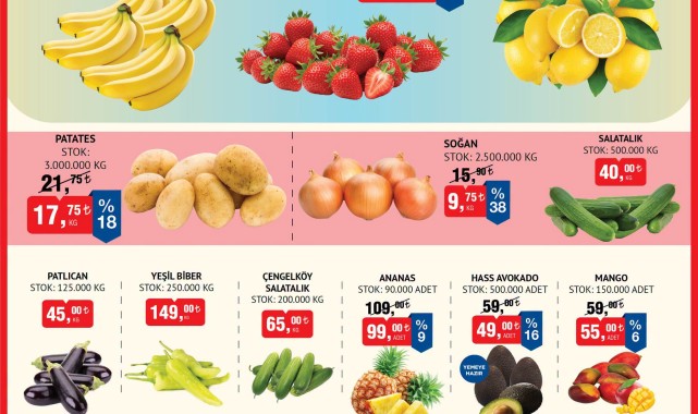 BİM'de Taptaze Meyve ve Sebzeler Avantajlı Fiyatlarla Sunuluyor