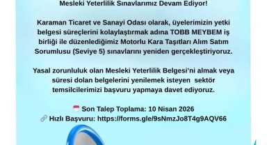 Karaman TSO Motorlu Kara Taşıtları Sınavlarını Yeniden Başlatıyor