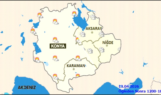 Karaman'da 13 Nisan Pazartesi Hava Durumu: Parçalı Bulutlu, Sıcaklık 1-13 Derece