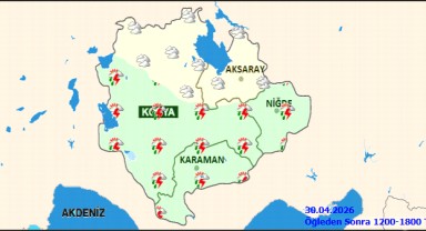 Karaman'da 30 Nisan Perşembe Gök Gürültülü Sağanak Yağış Bekleniyor