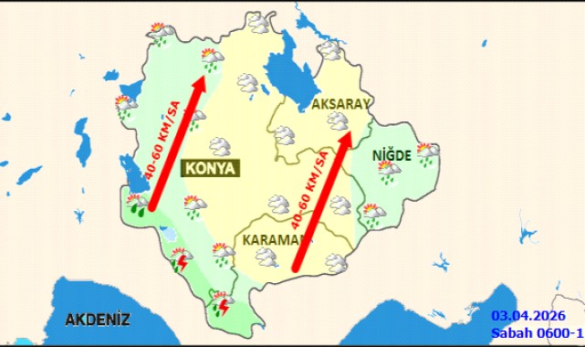 Karaman'da Bugün Sağanak Yağış Bekleniyor