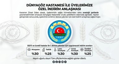 Karaman Ziraat Odası Üyelerine Özel Dünyagöz İndirimi Anlaşması