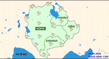 Karaman'da 14 Haziran Pazar Gök Gürültülü Sağanak Yağış Bekleniyor