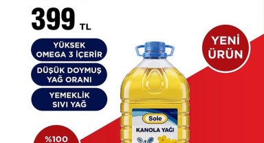 BİM'den 5 Litre Sole Kanola Yağı Kampanyası: 399 TL