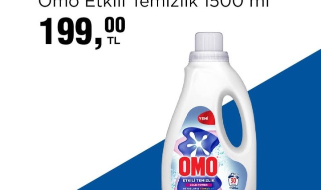 BİM'den Sıvı Çamaşır Deterjanı Kampanyası: Omo Etkili Temizlik 1500 ml Sadece 199 TL