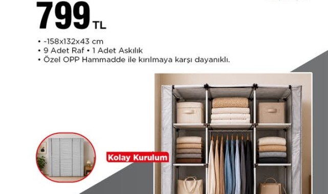 BİM'den Yeni Aktüel Ürünler: Bez Gardırop 799 TL'den Başlıyor