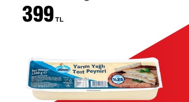 BİM'den Yeni Ürün: Aknaz Yarım Yağlı Tost Peyniri Raflarda