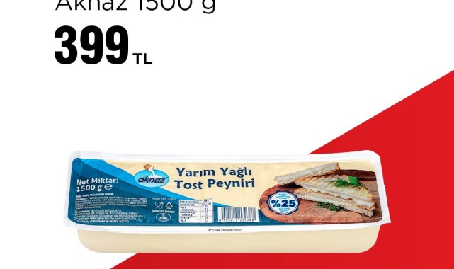 BİM'den Yeni Ürün: Aknaz Yarım Yağlı Tost Peyniri Raflarda