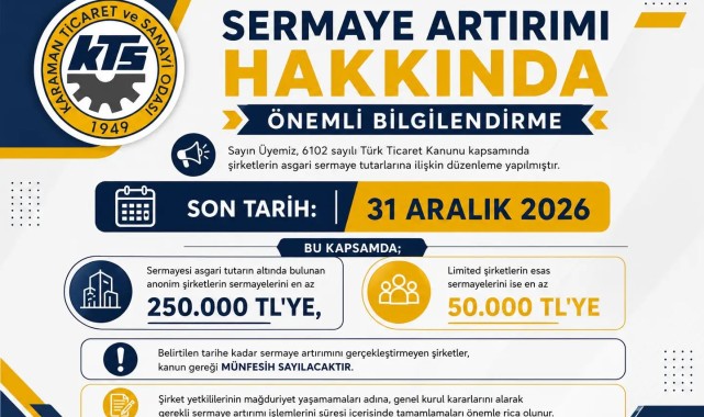 Karaman TSO'dan Şirketlere Kritik Sermaye Artırımı Uyarısı