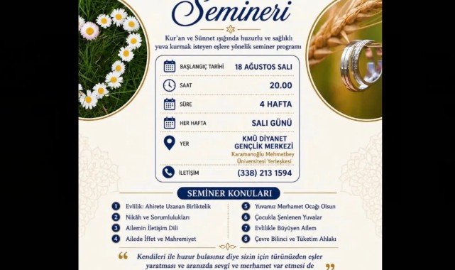 Karaman'da Evliliğe İlk Adım Seminerleri İçin Kayıtlar Başladı