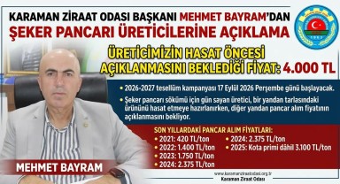 Karaman Ziraat Odası'ndan Şeker Pancarı İçin 4.000 TL Çağrısı