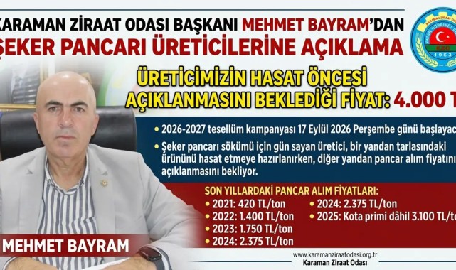 Karaman Ziraat Odası'ndan Şeker Pancarı İçin 4.000 TL Çağrısı