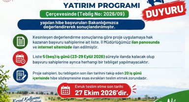 Karaman'da Kırsal Kalkınma Yatırım Programı Hibe Başvuruları Sonuçlandı
