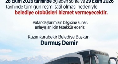 Kazımkarabekir Belediyesi'nden Otobüs Ulaşımına Tatil Ayarı